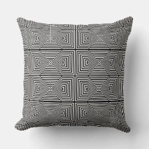 Illusion optique Coussin géométrique noir et blanc