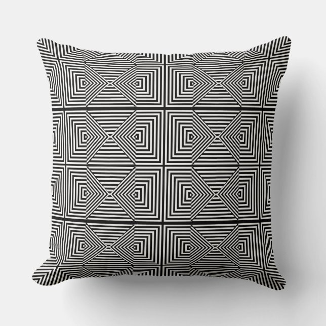 Illusion optique Coussin géométrique noir et blanc (Recto)