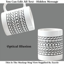 Illusion optique Nom Mug 114B Texte caché moderne