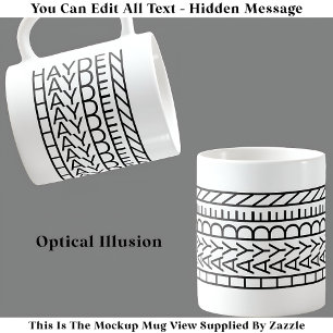 Illusion optique Nom Mug 114B Texte caché moderne