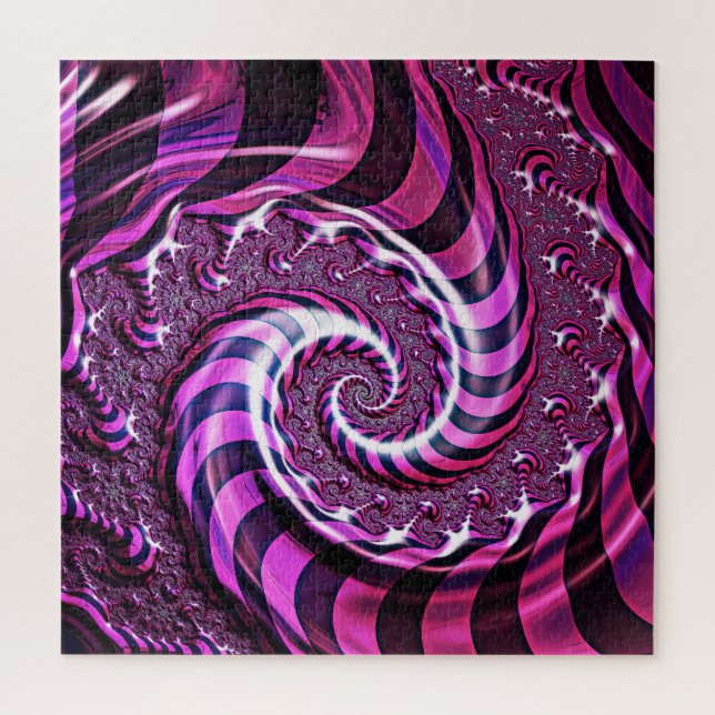 Illusion spirale rose et noire Puzzle (Vertical)
