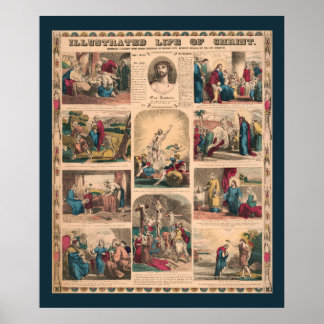 Illustrated Life of Christ 1856 Lithograph Poster