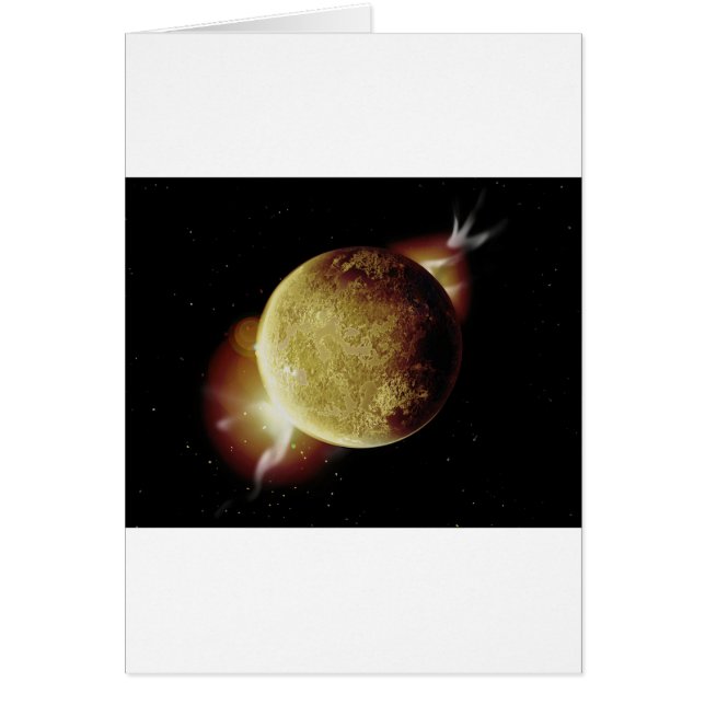 illustration 3d de la planète jaune dans l'univers (Devant)