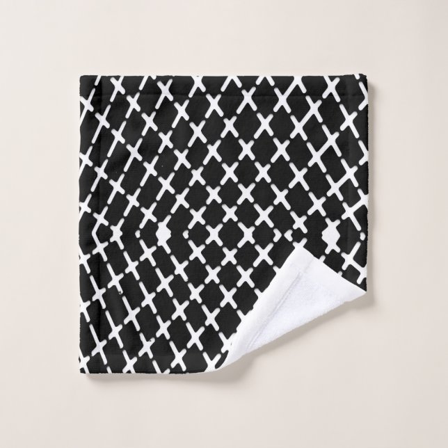 Illustration à damiers en noir et blanc (Gant de toilette)