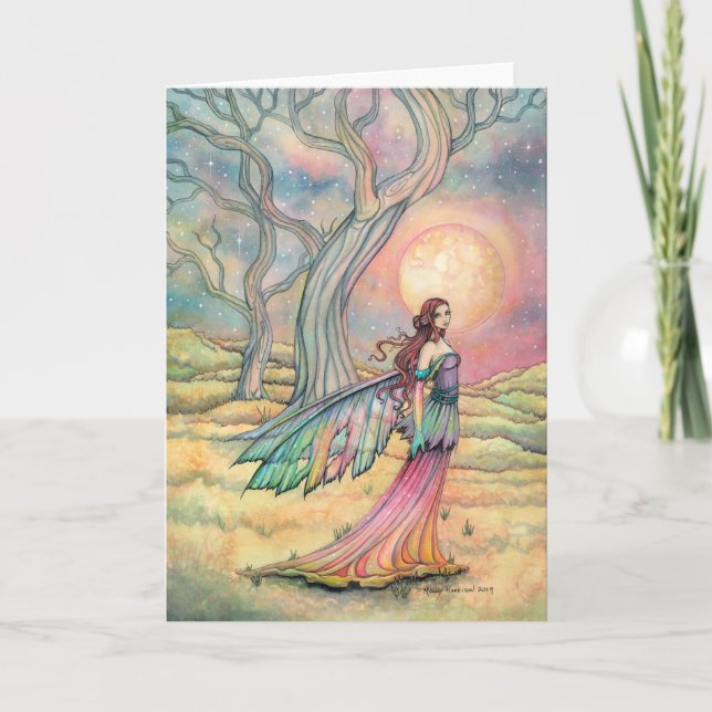 Illustration à l'aquarelle de carte de fée au crép (Devant)