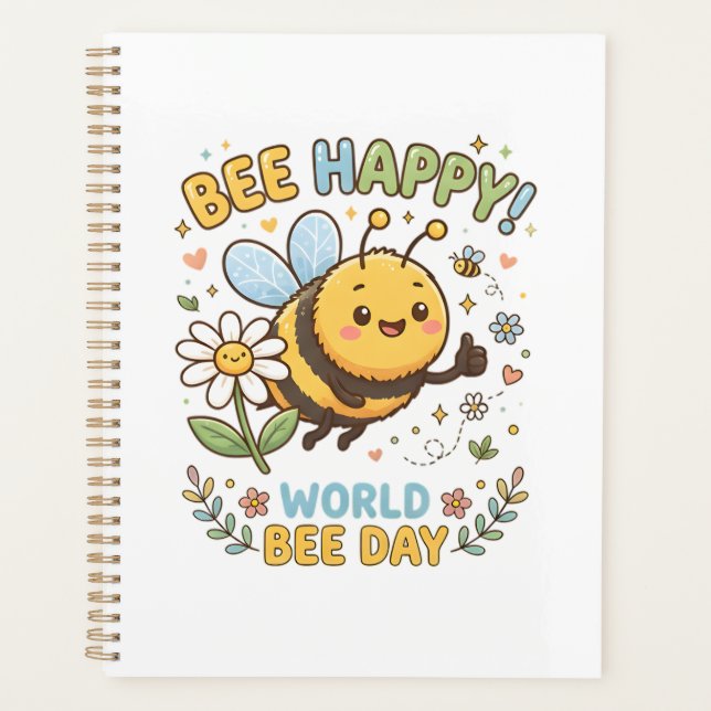 Illustration adorable "Bee Happy!" pour la Journée (Devant)