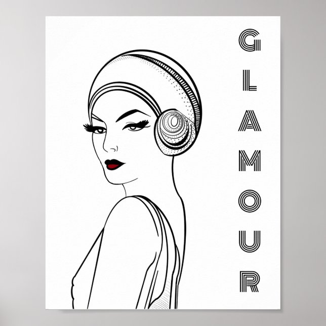 Illustration Art Déco Glamor Woman (Devant)