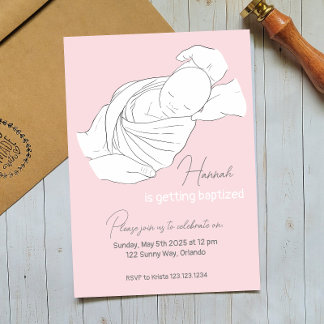 Illustration Baptême Christening Invitation