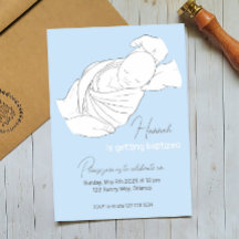 Illustration Baptême Christening Invitation