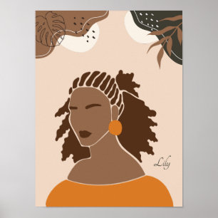 Illustration Boho Woman, Poster des tons terre