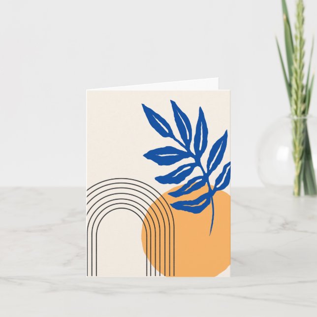 Illustration botanique Abstraite moderne bleu jaun (Devant)