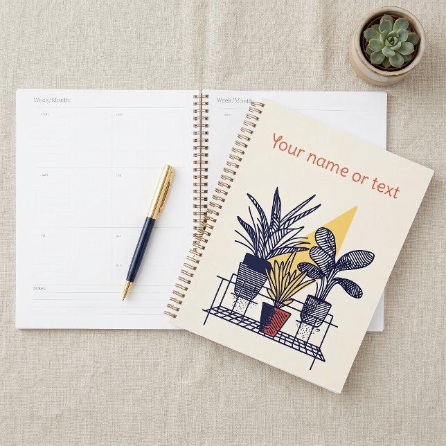 Illustration botanique de plantes d'intérieur en p (Botanical Illustration potted house plants Planner)