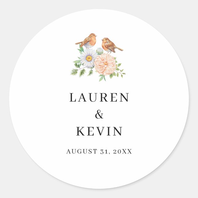 Illustration botanique Mariage Favor Sticker (Devant)