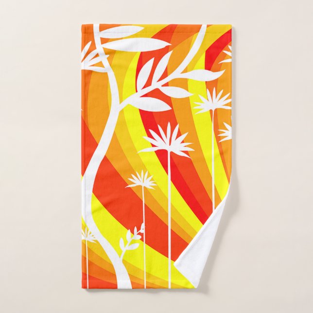 Illustration botanique orange et blanc (Serviette à main)