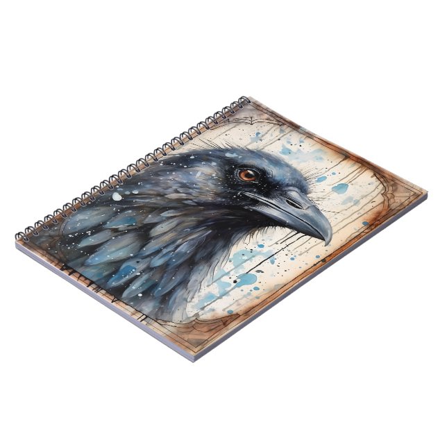 Illustration corbeau avec Carnet aquarelle (Côté gauche)