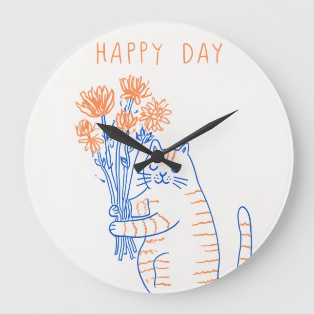 Illustration d'animal mignon Horloge murale ronde (Recto)