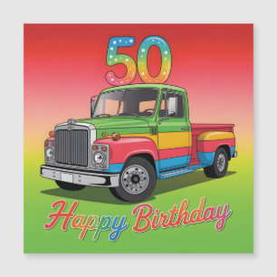 Illustration d'anniversaire 50 ans camionnette vin