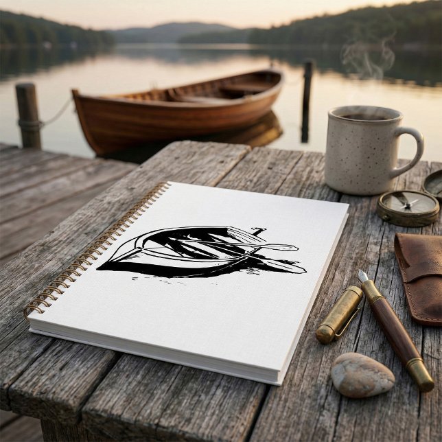 Illustration de bateau à rames noir et blanc nauti (Créateur téléchargé)