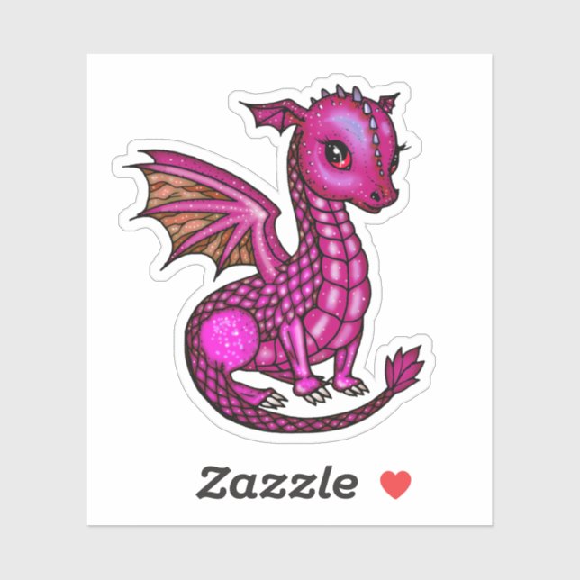 Illustration de bébé dragon Autocollant de dragons (Feuille)