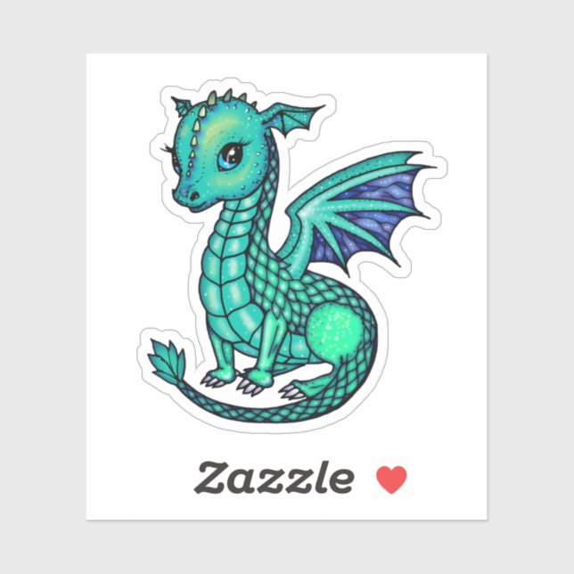 Illustration de bébé dragon Autocollant de dragons (Feuille)