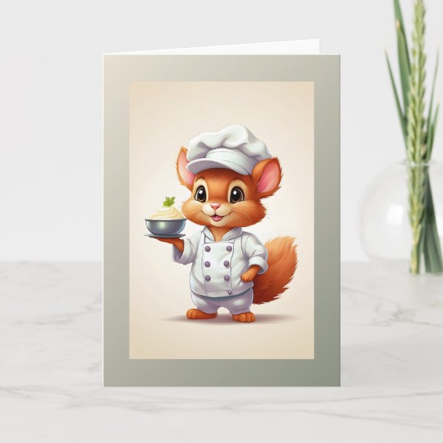 Illustration de bébé écureuil chef Carte de vœux v (Devant)