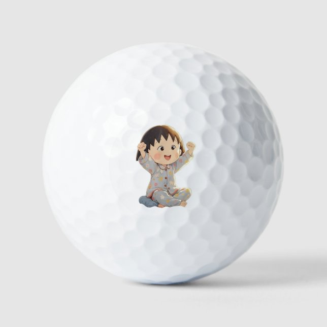Illustration de bébé mignon sur balle de golf – Sp (Recto)