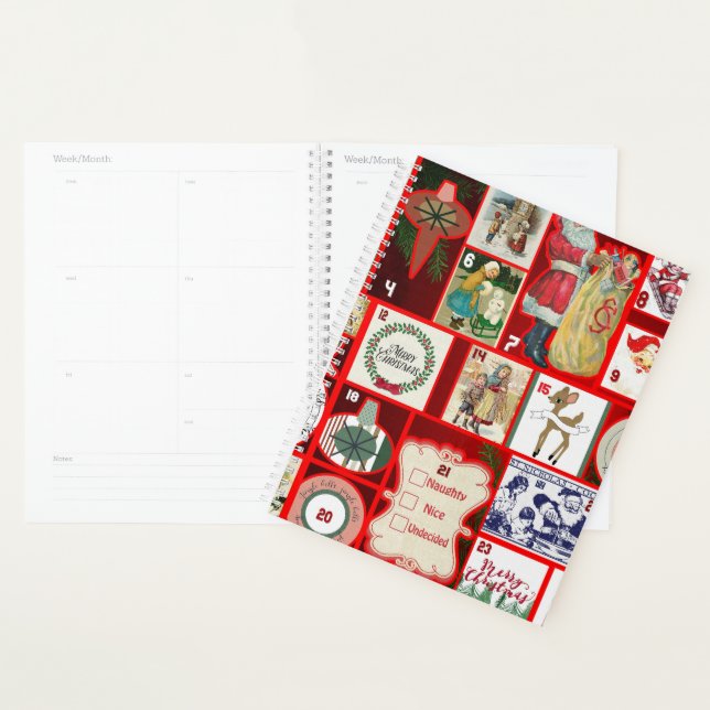 Illustration de bloc de l'Avent de Noël carré Art (Devant avec enveloppe)