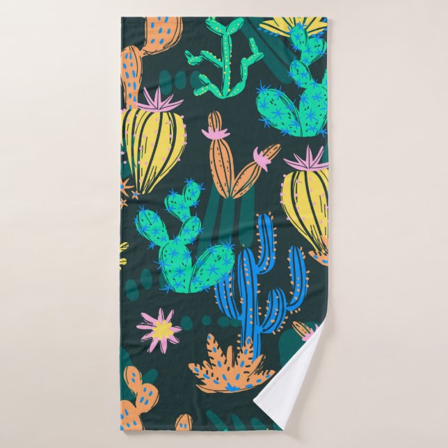 illustration de cactus dessinés à la main. Moteur  (Serviette de bain)