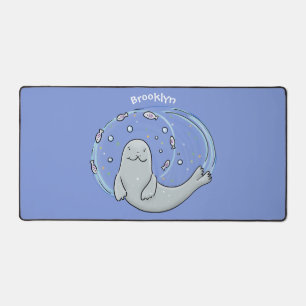 Illustration de caricature de phoque et de poisson