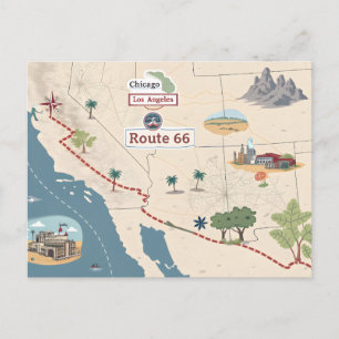 Illustration de carte de voyage vintage Route 66