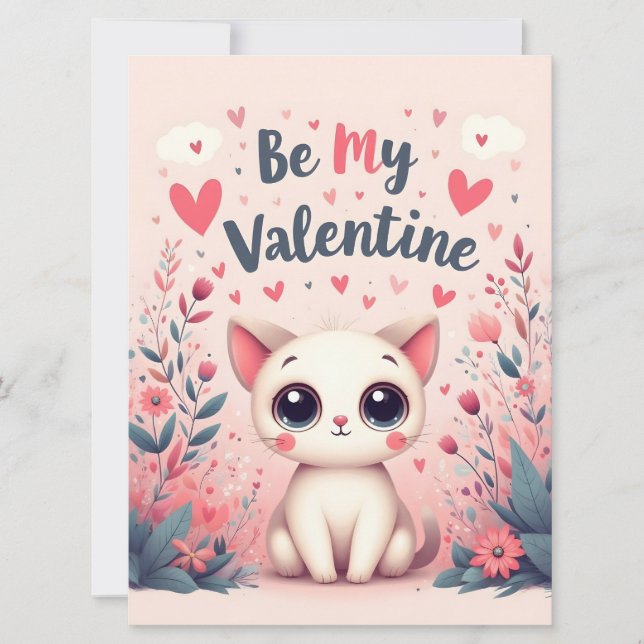 Illustration de chat mignon pour la Saint-Valentin (Devant)