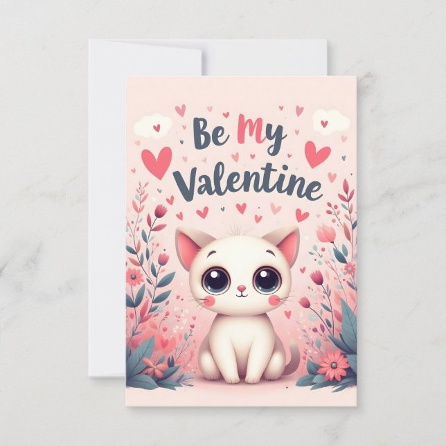 Illustration de chat mignon pour la Saint-Valentin (Devant)