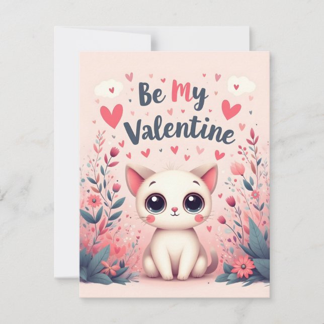 Illustration de chat mignon pour la Saint-Valentin (Devant)
