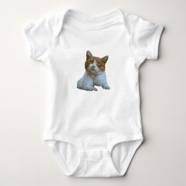 Illustration de chat roux mignon sur body bébé (Devant)