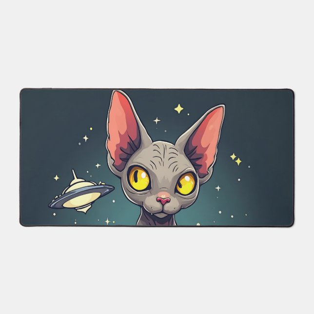 Illustration de chat Sphynx UFO dans l'espace de s (Recto)
