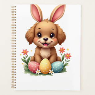 Illustration de chien de Pâques vintage avec lapin