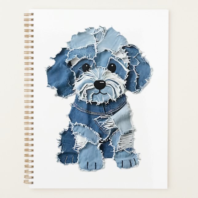 Illustration de chien en patchwork de denim mignon (Devant)