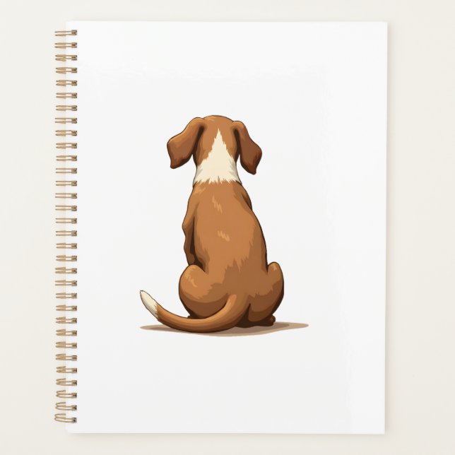 Illustration de chien vue arrière vintage marron e (Devant)