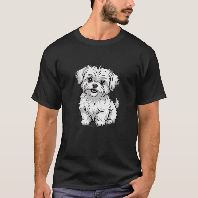 Illustration de chiot blanc mignon T-Shirt | Adora (Devant)