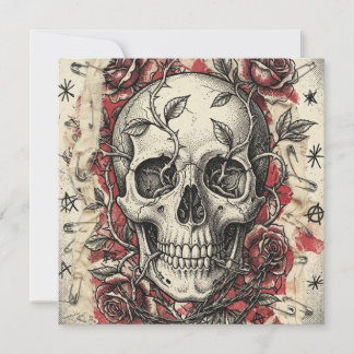 Illustration de crâne et de roses Grunge Punk