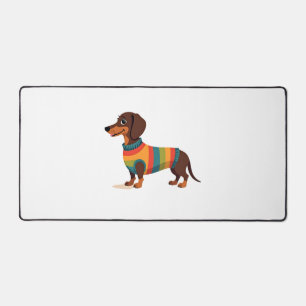 Illustration de dachshund en pull vintage arc-en-c