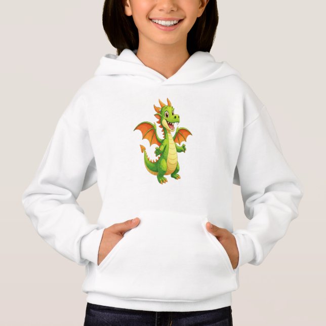Illustration de dessin animé de dragon vert mignon (Devant)