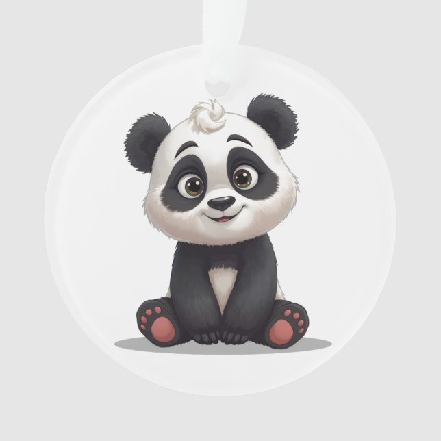 Illustration de dessin animé d'ours panda assis (devant)