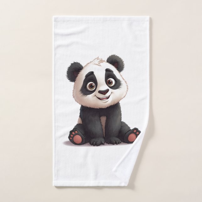Illustration de dessin animé d'ours panda assis (Serviette à main)