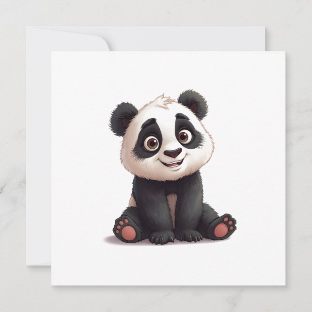Illustration de dessin animé d'ours panda assis (Devant)