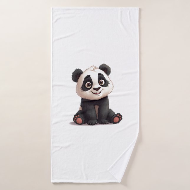 Illustration de dessin animé d'ours panda assis (Serviette de bain)