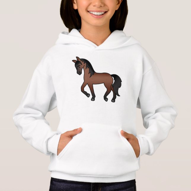 Illustration de dessin animé mignon de cheval bai  (Devant)