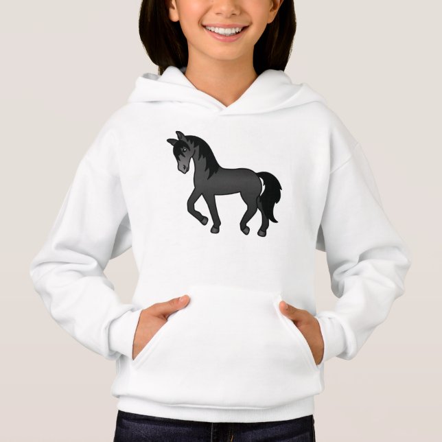 Illustration de dessin animé mignon de cheval trot (Devant)