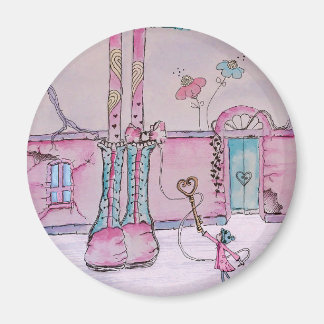 Illustration de fille fantaisiste sur un aimant ro