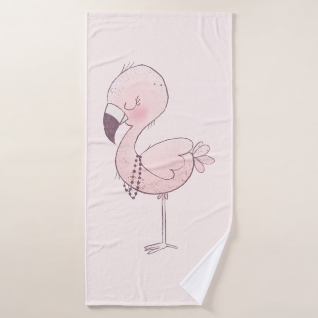 Illustration de Flamant rose rose mou (Serviette de bain)